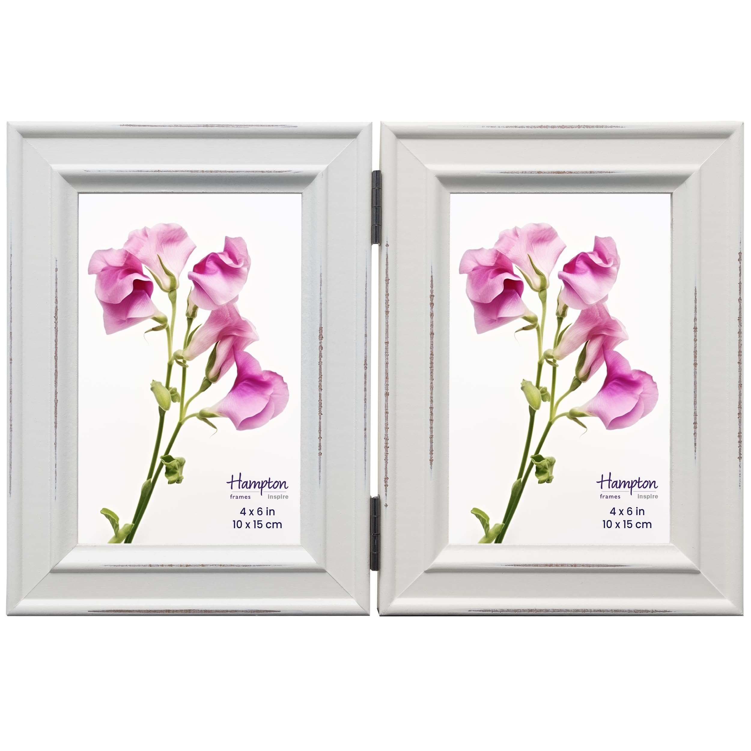 inspire By Hampton PALOMA Hinged Double - 4x6 (10x15cm) White Multi Photo Frame Glass IBH-PAL301904W