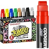 Coogert 8 Colors Jumbo Poster Markers, 15MM Thick Permanent Acrylic Graffiti Markers, Wide Tip Paint Marker for Canvas, Posters Board, Fabric, Window, Wood,Teachers,Banner painting supplies