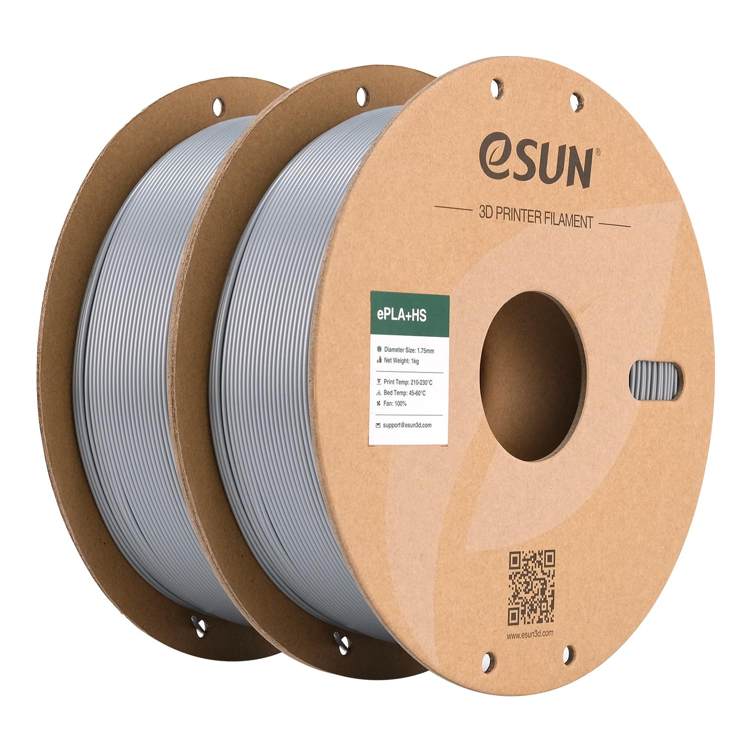 eSUN PLA+ Filament 1.75mm, PLA+HS Hochgeschwindigkeitsdruck 3D Drucker Filament Maßgenauigkeit +/- 0.03mm, 1KG Spule (2.2 LBS) Speedy PLA Plus Filament (Silbrig-2KG, 2KG)