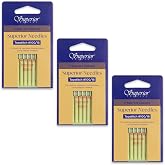 Superior Threads Titanium Needles 80/12-3 Pack for Sewing Machine | 15 total topstitch sewing needles, for quilting and embroidery