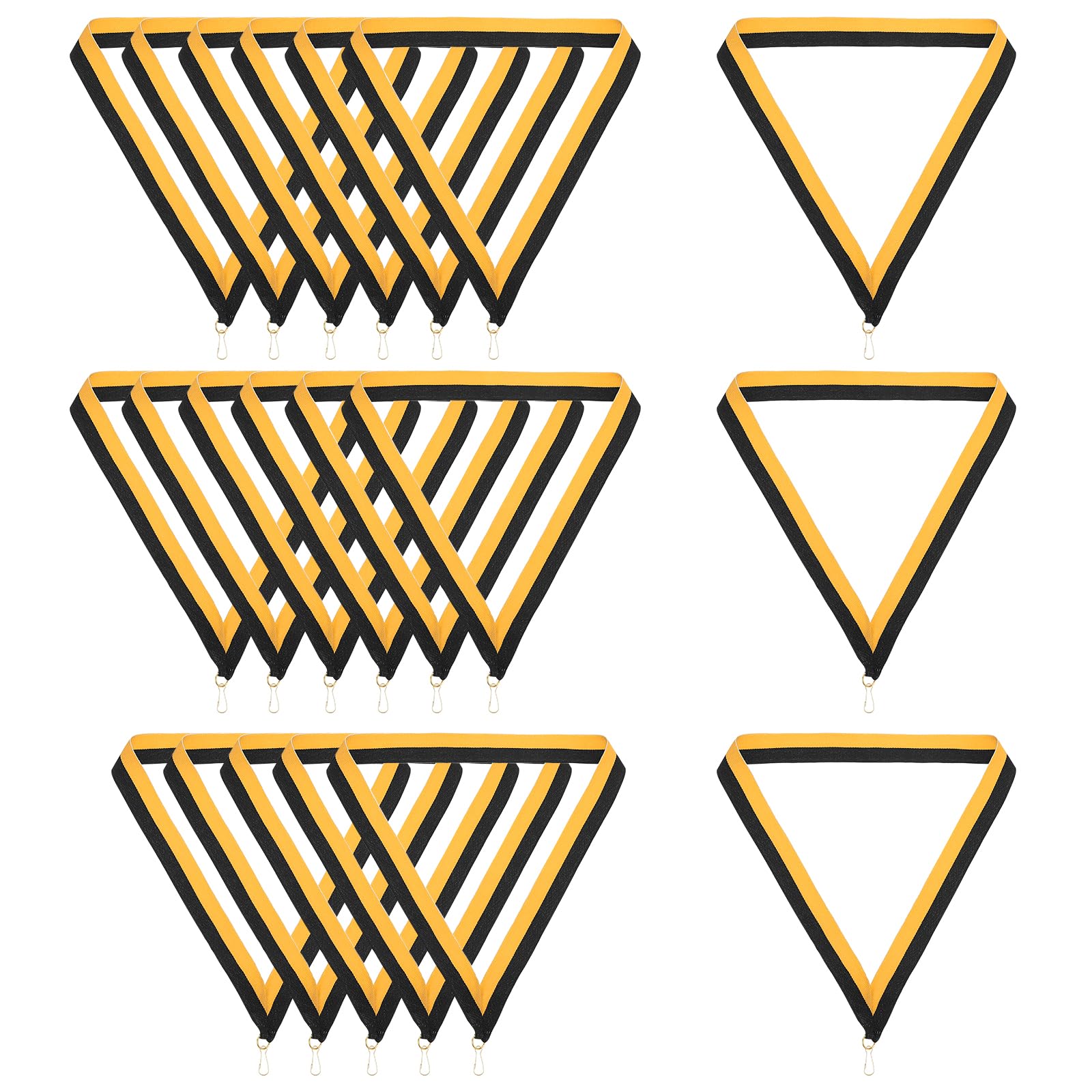 PATIKIL Award Neck Ribbons with Snap Clips, 20 Pcs Polyester Striped Medal Lanyards Ribbon for Competitions Sports Meetings Sports Party, Black Orange