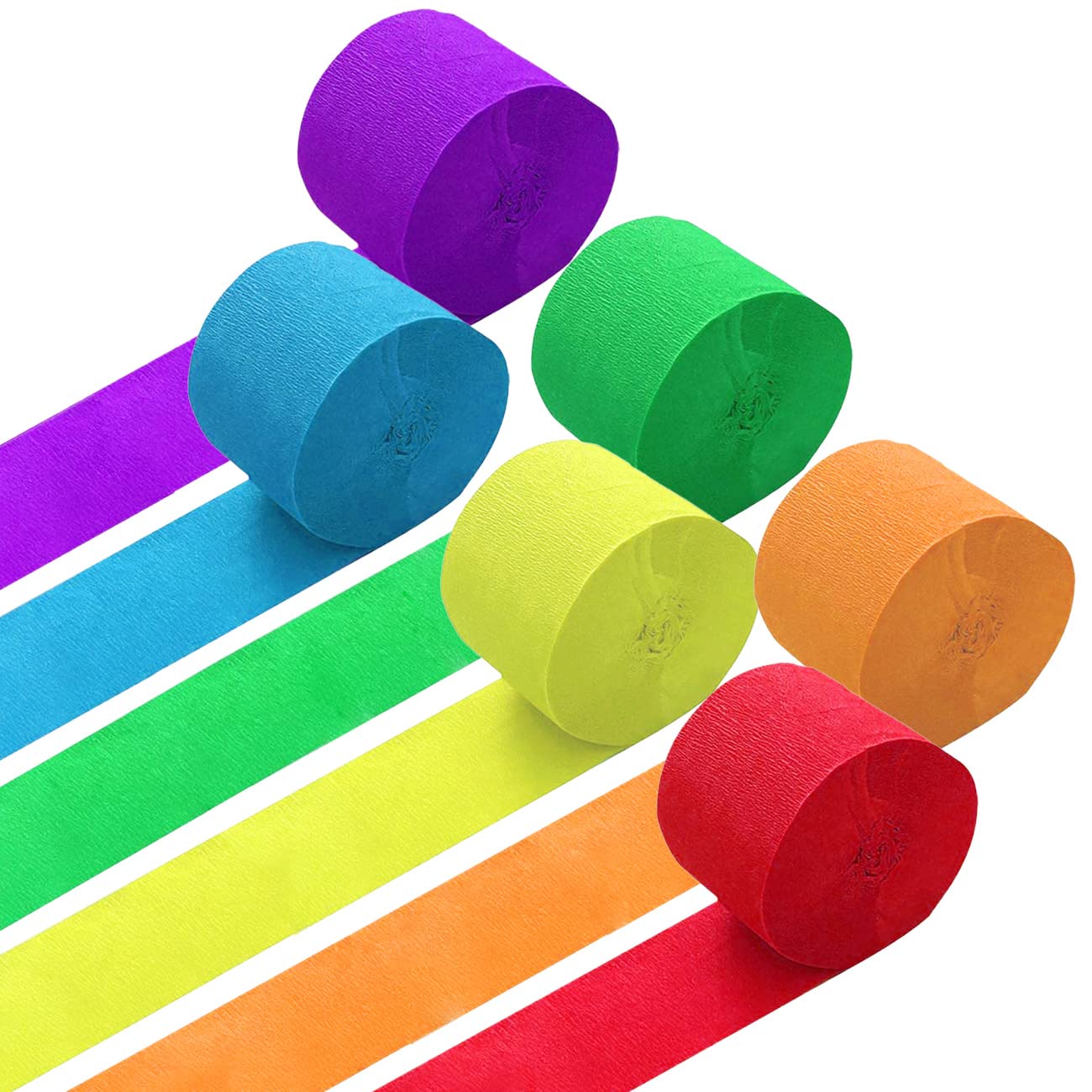 Ainmto 6 Rolls Multicoloured Crepe Paper Streamers(Each Roll 25M x 4.5CM),Perfect Decorations for Party