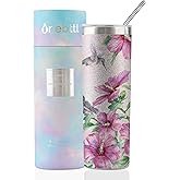 Onebttl Hummingbird Gifts - 20oz/590ml Stainless Steel Insulated Glitter Tumbler With Straw for Women, Her and Lovers - Skinny Coffee Cup - Pink
