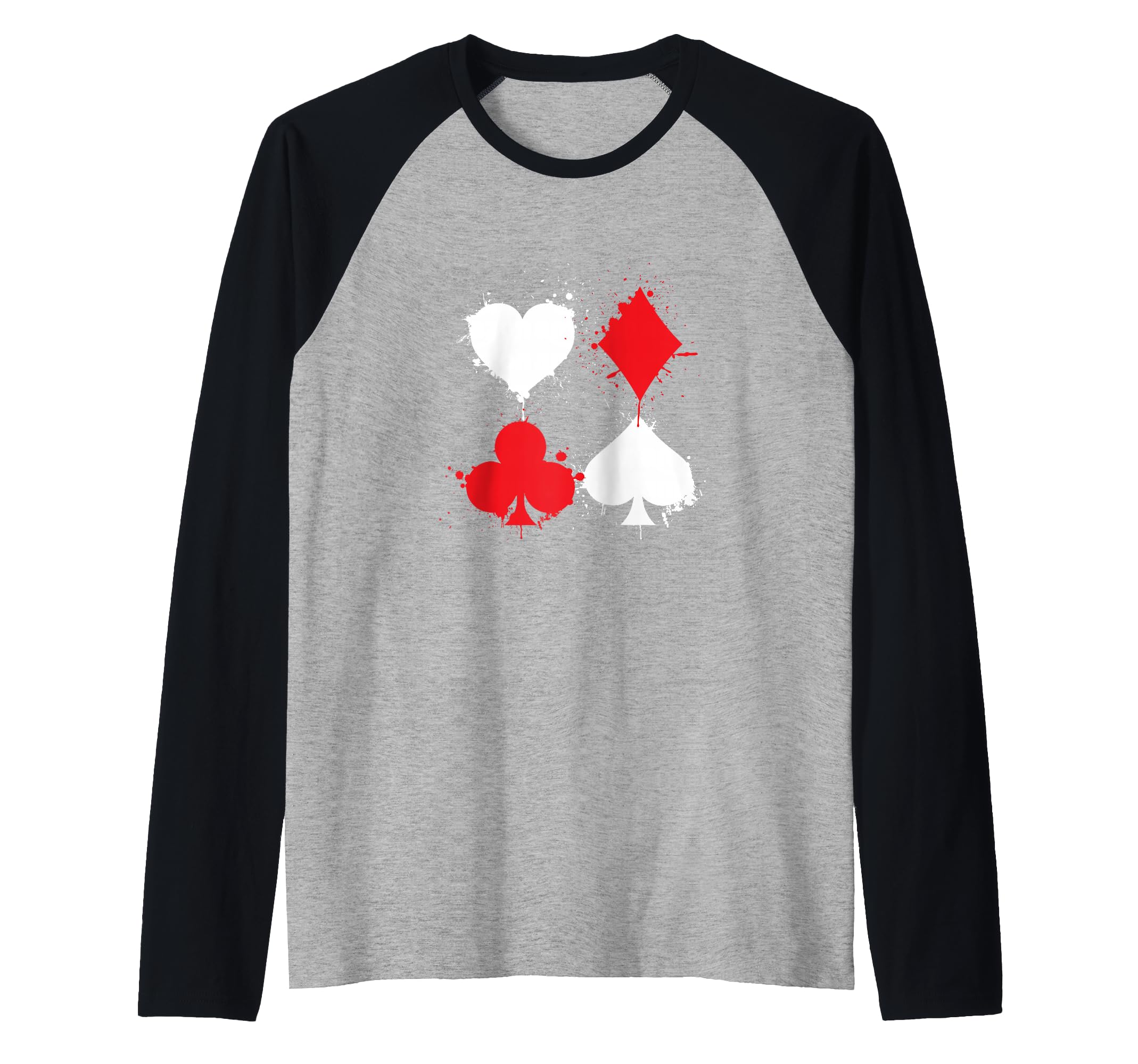 Playing Cards Poker Heart Spade Diamond Club Raglan Baseball Tee
