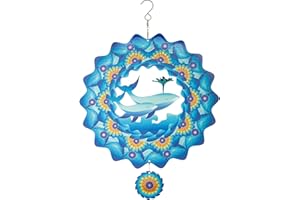 CLYB Whale Wind Spinner Sculpture Clearance for Outdoor,12 inch Hanging Whale Wind Sculpture,3D Stainless Steel Whale Wind Spinners Art Ornaments for Garden Yard Balcony Decor
