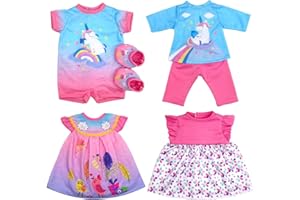 4 Set Baby Doll Clothes for 13-16 Inch Dolls, 6 Pcs 14 Inch Doll Clothes Accessories Dress Outfits Include Skirts, Top, Pants