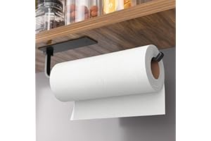 Paper Towel Holder, Under Cabinet Roll Dispenser with Self Adhesive or Drilling Mount, Upgraded Kitchen Towel Rack for Counte