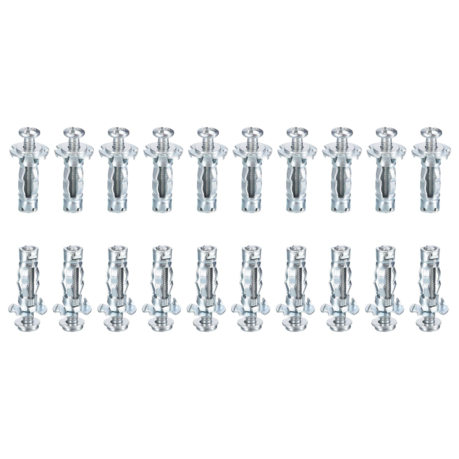 DTGN M4x21mm Hollow Wall Anchors - 50 Pack - Good for Hollow Wall Plaster Walls - Carbon Steel Hollow Drywall Anchors Screws, Silver