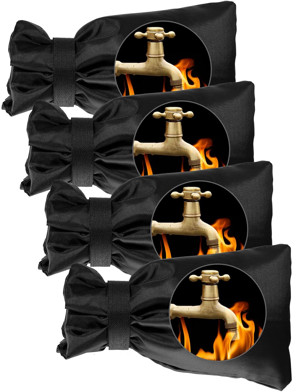 Wohohoho 4pcs Black Outside Tap Covers for Winter, Large Outdoor Tap Cover Insulated Protector, Waterproof Thickened Thermal Tap Jacket Protects Your Tap from Freezing Bursting