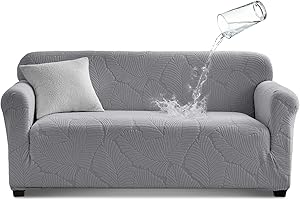 Tokokimo Stretch Soft Sofa Loveseat Couch Cover, Dual Waterproof Sofa Cover, Stretch Maple Leaf Jacquard Sofa Slipcover, Leakproof Furniture Protector for Kids, Pets, Dog and Cat (Chair, Gray)