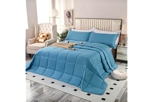 SOULOOOE 128x120 Oversized King Plus Comforter, Extra Large King Size Quilts 3 Pieces Lightweight Reversible Down Alternative Comforter for All Season with 8 Corner Tabs -Slate Blue