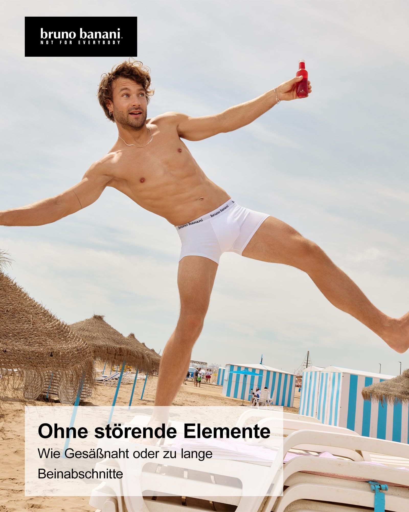 bruno banani Herren Shorts Snazzy- 4er Set - Boxershorts Herren Baumwolle mit Stoffgummibund - atmungsaktiv - ohne Eingriff - Memory Effekt schwarz//weiß//Marine//grau, XXXL 5