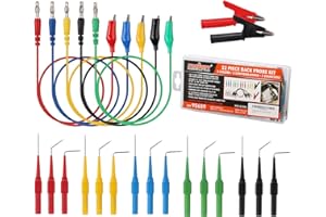 HORUSDY 22PCS Back Probe Pin Kit, Electrical Testing Probes with 5 Colors Silicone Wires for Multimeter, Circuit Diagnosis & Automotive Testing