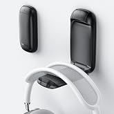 Lamicall Headphone Stand, Sticky Headset Holder, Foldable Headphone Holder | Compact Headphone Hook Mount, Adhesive Hanger Clip Under Desk, Earphone Clamp for Airpods Max, HyperX, Sennheiser, Black