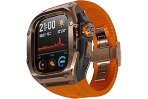 VeveXiao Rugged Case with Band Compatible with Apple Watch Ultra 2 Bands 49mm, Metal Protective Cover Case with Replacement Fluorine Rubber Strap for iWatch Ultra 49mm Mens Strap