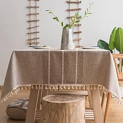 Linen Round/Square Table Cloth Waterproof Cotton