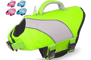 Fragralley Safety Dog Life Jacket, High Buoyancy & Reflective Dog Life Vest for Swimming, Boating, Surfing, Rescue Handle Float Preservers Vests for Small Medium Large Dogs - M (Single Handle)