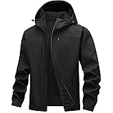 HOTSUIT Mens Softshell Jacket with Hood Water-Resistant Fleece Lined Jacket Men Lightweight Winter Coats for Hiking