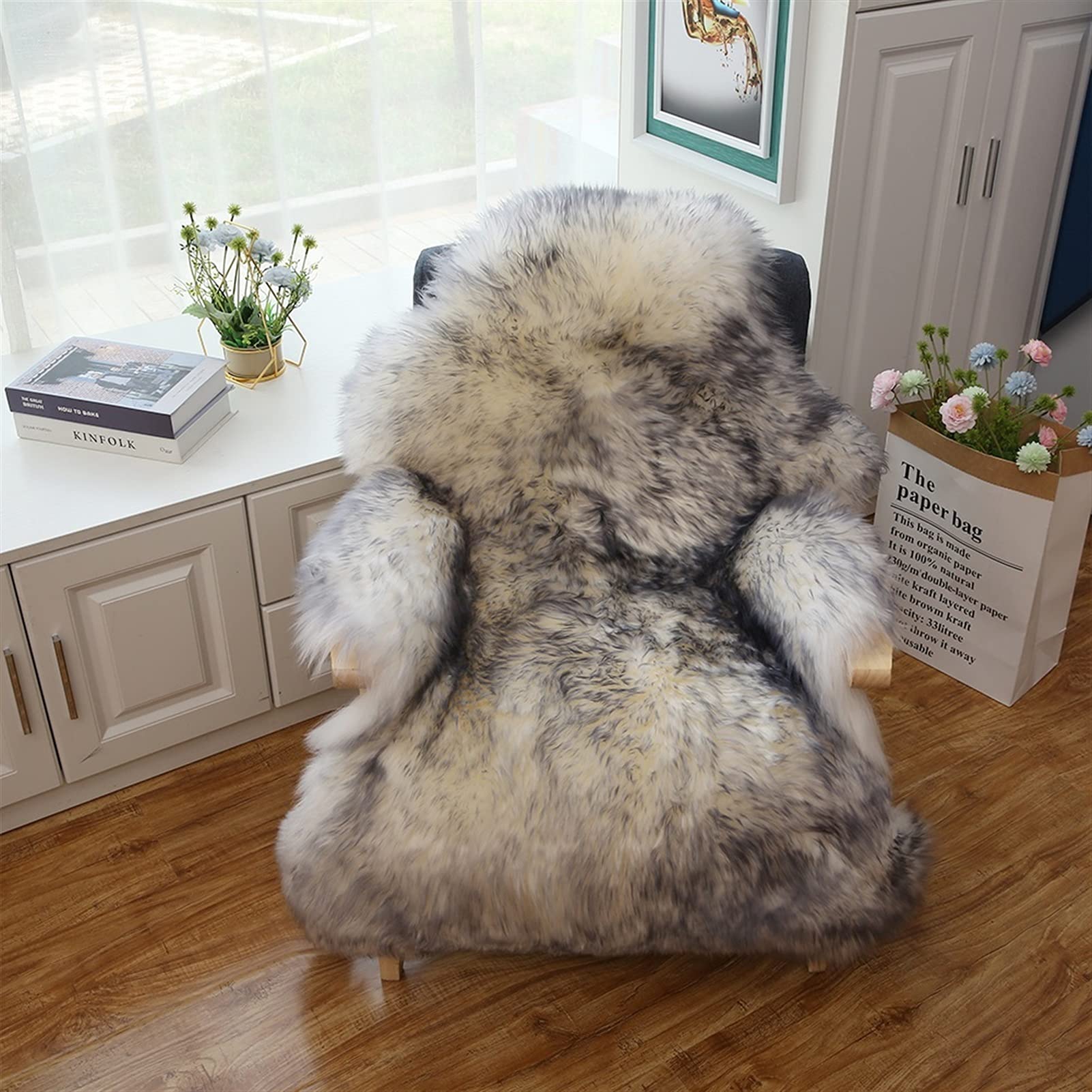 Altlue Lambskin Rug Real Lambskin Fur Rug Chair Cushion Fur Rugs Decorative Fur Real Fur Seat Fur Chair Skins For Chairs Sofa (70 x 100 cm) (Color : 1) — image 1