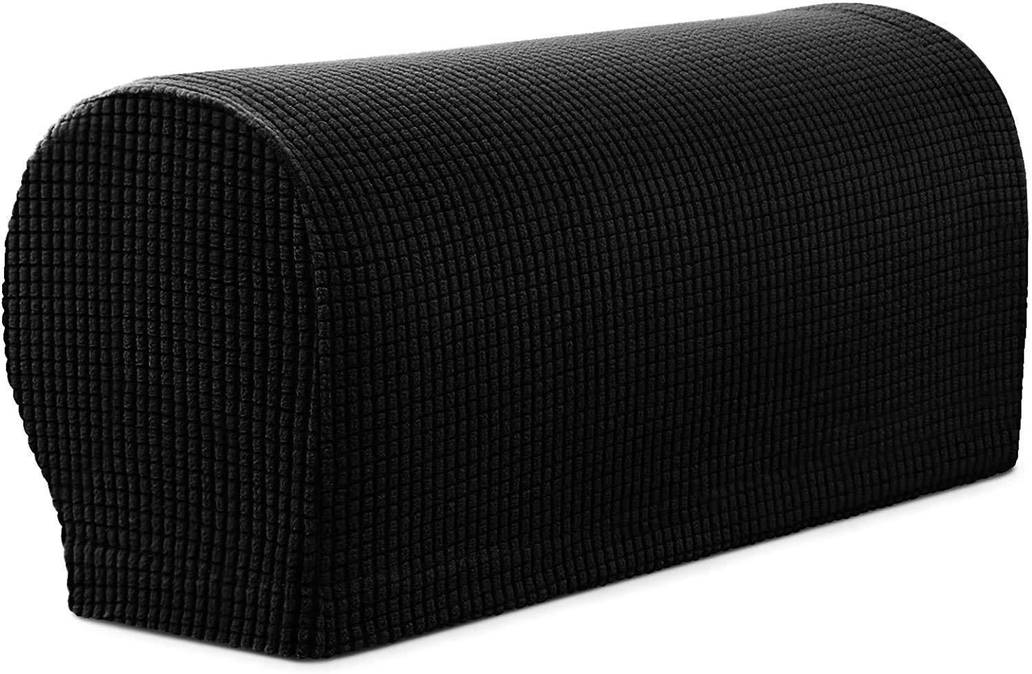 Sxspace Arm Rest Covers Sofa Set of 4 Stretch Armchair Couch Non-Slip Furniture Protector Slipcovers for Chair Sofa Couches Recliner (Black)