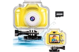 ASIUR Kids Waterproof Camera Underwater Camera Toys for Girls Boys Age 3-8, 1080P Toddler Video Camera Gift - Children Portable Sports Camcorder for Outdoor Riding Skating Jumping with 32GB SD Card