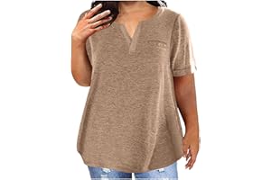 Women's Plus Size Tops Summer Short Sleeve V Neck Loose Blouse Workout Basic Comfy Soft T Shirts Tees