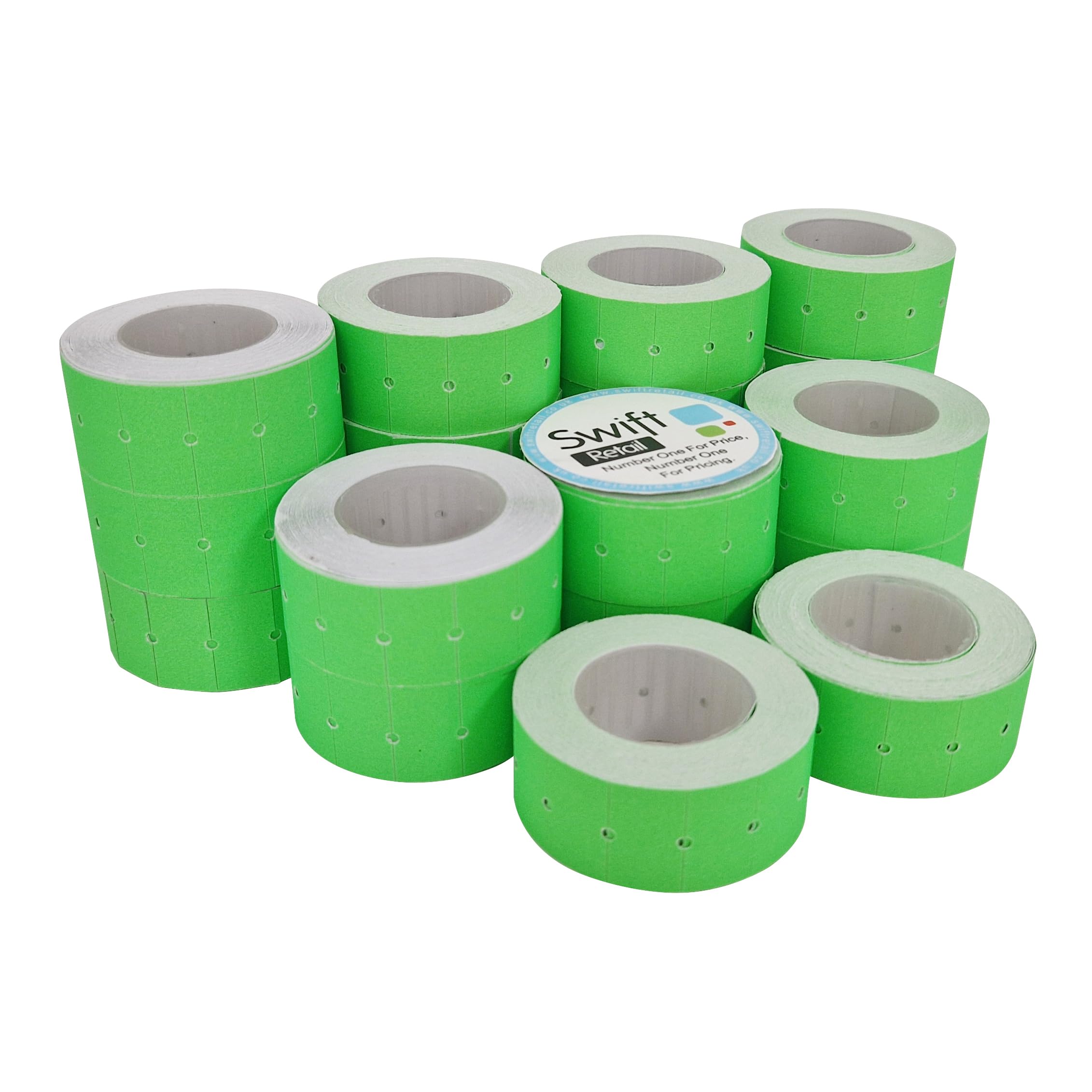 Swift 22 x 12 mm Price Gun Labels CT1 Green 20 Rolls 10,000 Stickers Pricemarking Tags Fits Many Pricing Labellers