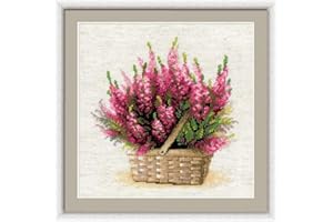 RIOLIS - Scottish Heather 1324, Cross Stitch Kits 9.75"x9.75", Cross Stitch Kits for Adults, Counted Cross Stitch Kits, Embroidery Kit for Beginners & Advanced, Floral Crossstitching Kits