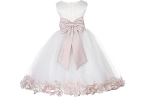 EKIDSBRIDAL Ivory Tulle Rose Floral Petals Toddler Flower Girl Dresses Bridal Gown 302T