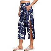 Deyeek Women's Tear Away Breakaway Capri Pants Post Surgery Recovery Hip Knee Ankle Replacement Adaptive Magic Tape Wide Leg