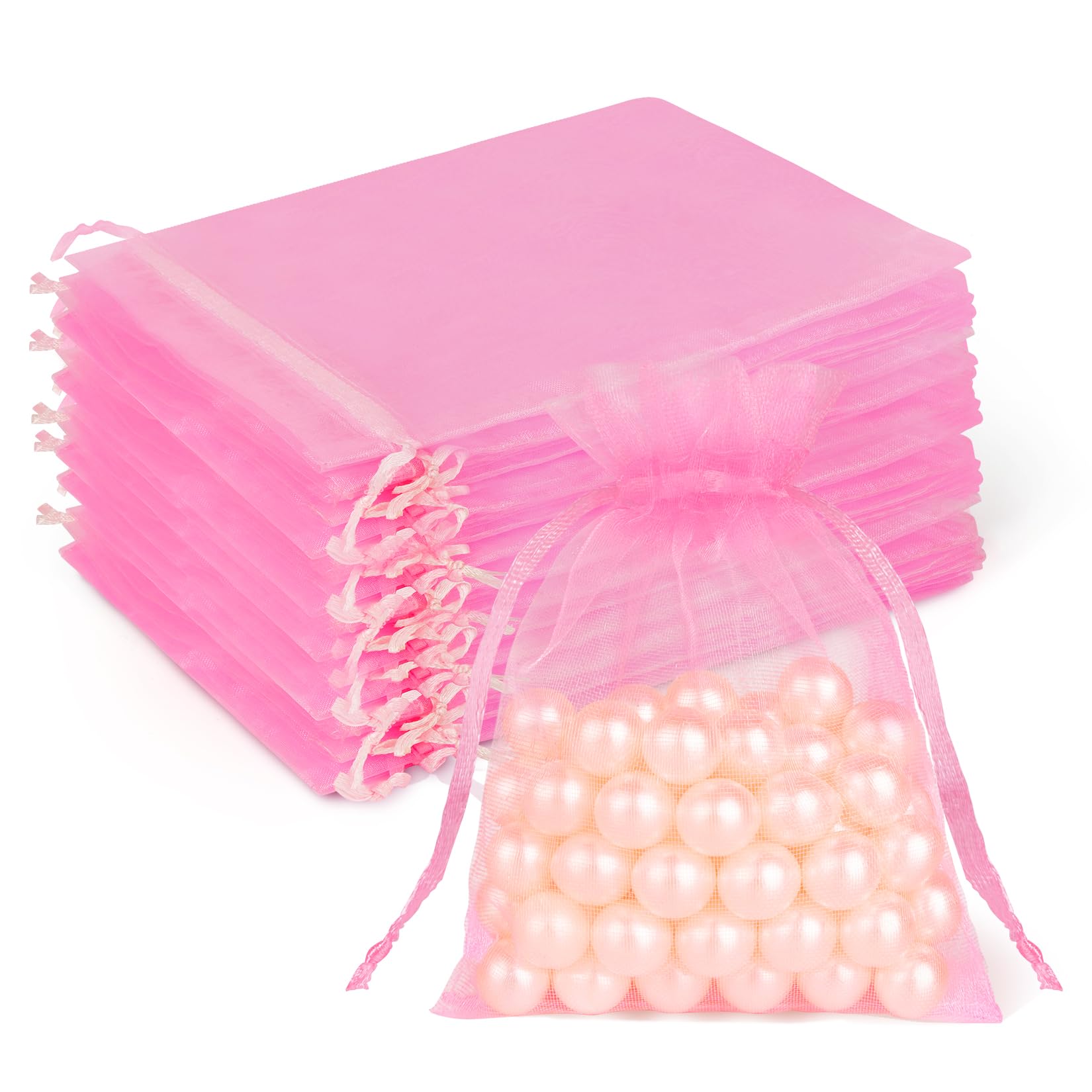 Photo 1 of Crweety 50 Pcs Pink Organza Bags 3x4 Inch, Premium Mesh Gift Bags for Wedding Baby Shower Party Favors, Small Mesh Bags Drawtring for Candy Jewelry Gifts, Cute Sachet Bags
