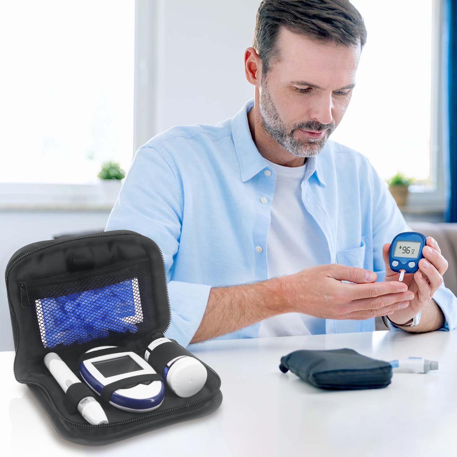 Diabetes Travel Case, Diabetic Organizer Carrying Case Kit, Glucose Monitor Case, Blood Glucose Meter Storage Bag, Diabetic Supplies Carrying Case, Diabetic Bags for Supplies