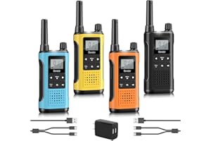 Derebir Walkie Talkies Long Range for Adults-4 Pack Rechargeable Walkie Talkies 22 FRS Channels 2-Way Radios with NOAA Weather Alert,VOX,Flashlight and 1500mAh Li-ion Battery for Family Camping Hiking