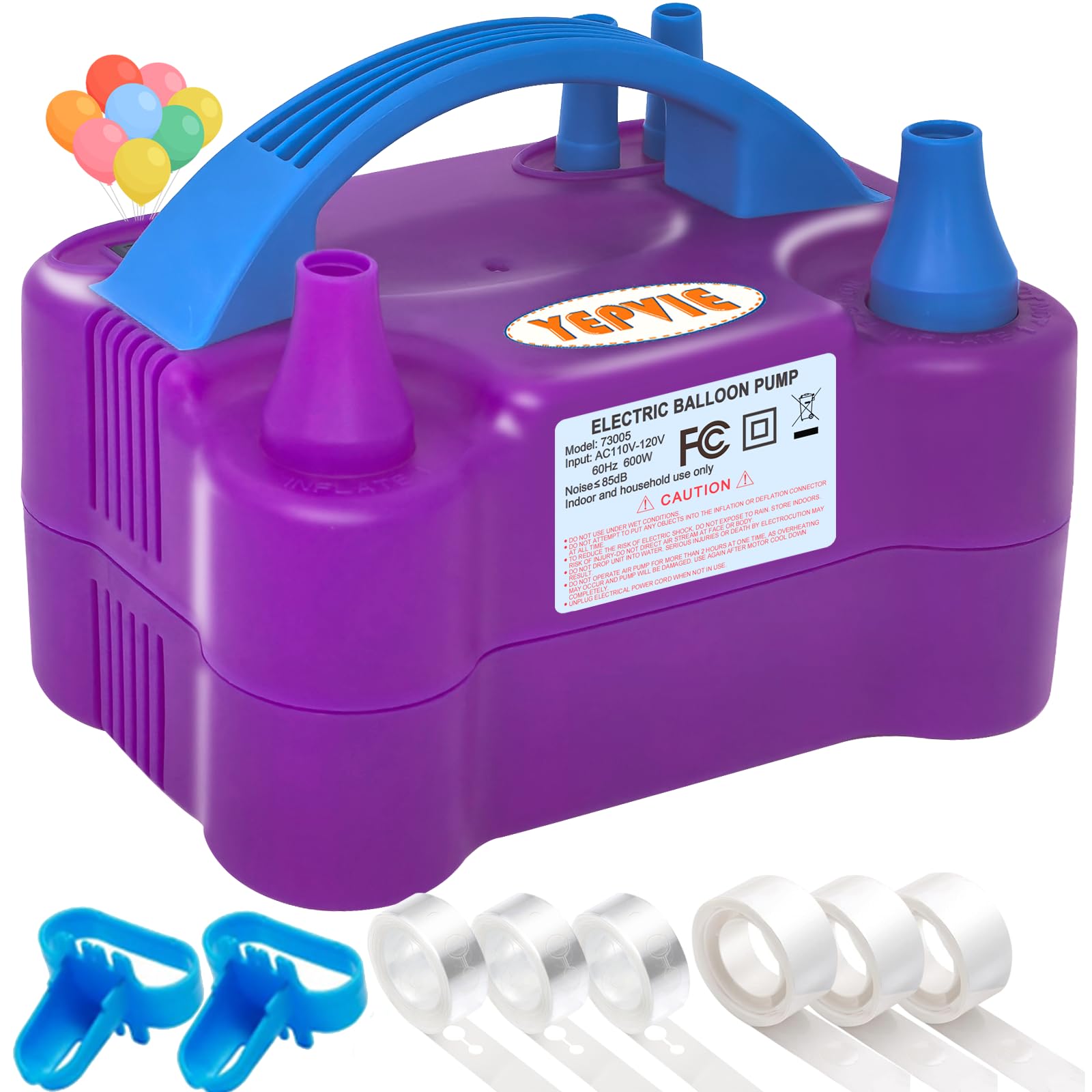 Photo 1 of YEPVIE Balloon Pump Electric, Professional Balloon Inflator with 8 Balloon Arch Kits, 2 Working Modes & Dual Nozzle, Portable Air Pump Ballon Blower Machine for Party Decoration (Purple)