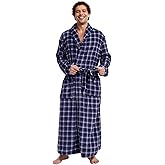 FG FEAYIGUDIM Men's Fleece Plush Bathrobe Full Length Big and Tall Shawl Collar Plaid Men Robe