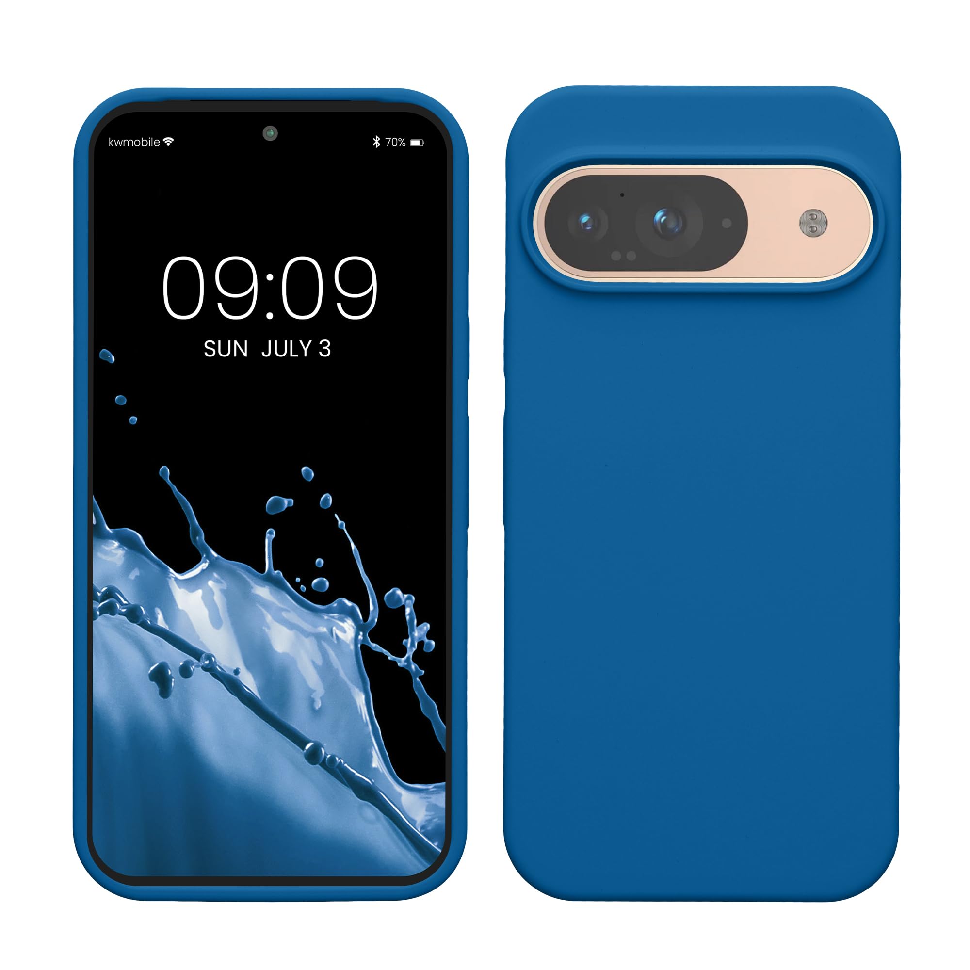 kwmobile Case Compatible with Google Pixel 9 Case - Soft Cover Compatible with Google Pixel 9 Pro Cover - Wireless Charging Blue Reef