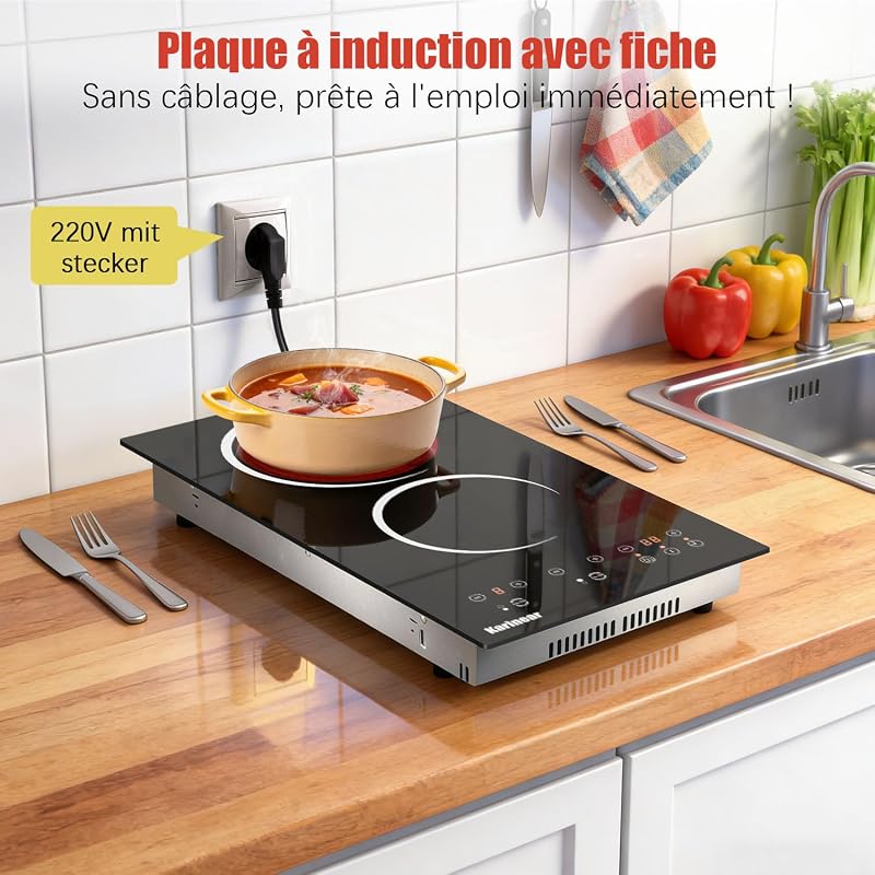 Plaque Vitrocéramique 2 Feux avec Prise