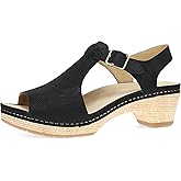 Dansko Laverne Peep-Toe Sandals for Women - T-Strap Design with Stain Resistant Nubuck Leathers