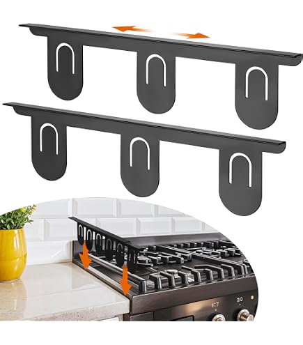 Lot De 2 Cache-joints Rétractables Pour Cuisinière - Acier Inoxydable Noir, Résistant à La Chaleur