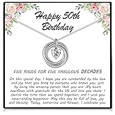 EPIRORA 30th 40th 50th 60th 70th 80th 90th 100th Birthday Gifts for Women, Heart Cubic Zirconia Pendant Circles Necklace for Her 30 40 50 60 70 80 90 100 Years Old Birthday Jewellery Gifts