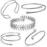 DEFOLUX Minimalist Upper Arm Cuff Bracelets 5Pcs Arm Cuff Upper Band Bracelet Bangle for Women Adjustable Armband Set