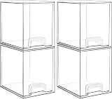 Vtopmart 4 Pack Clear Stackable Storage Drawers Acrylic Organizer, 7.6H