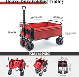 BedStory Collapsible Beach Trolley Cart 176LBS Black+Red All Terrain view 6