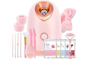 Pjordo Facial Steamer Spa Kit with 17 Skin Care Tools, Nano Ionic Face Steamer for Deep Cleaning Unclogs Pores, Warm Mist Humidifier Steamer for Face Home Sauna SPA, Self Care Gifts for Women