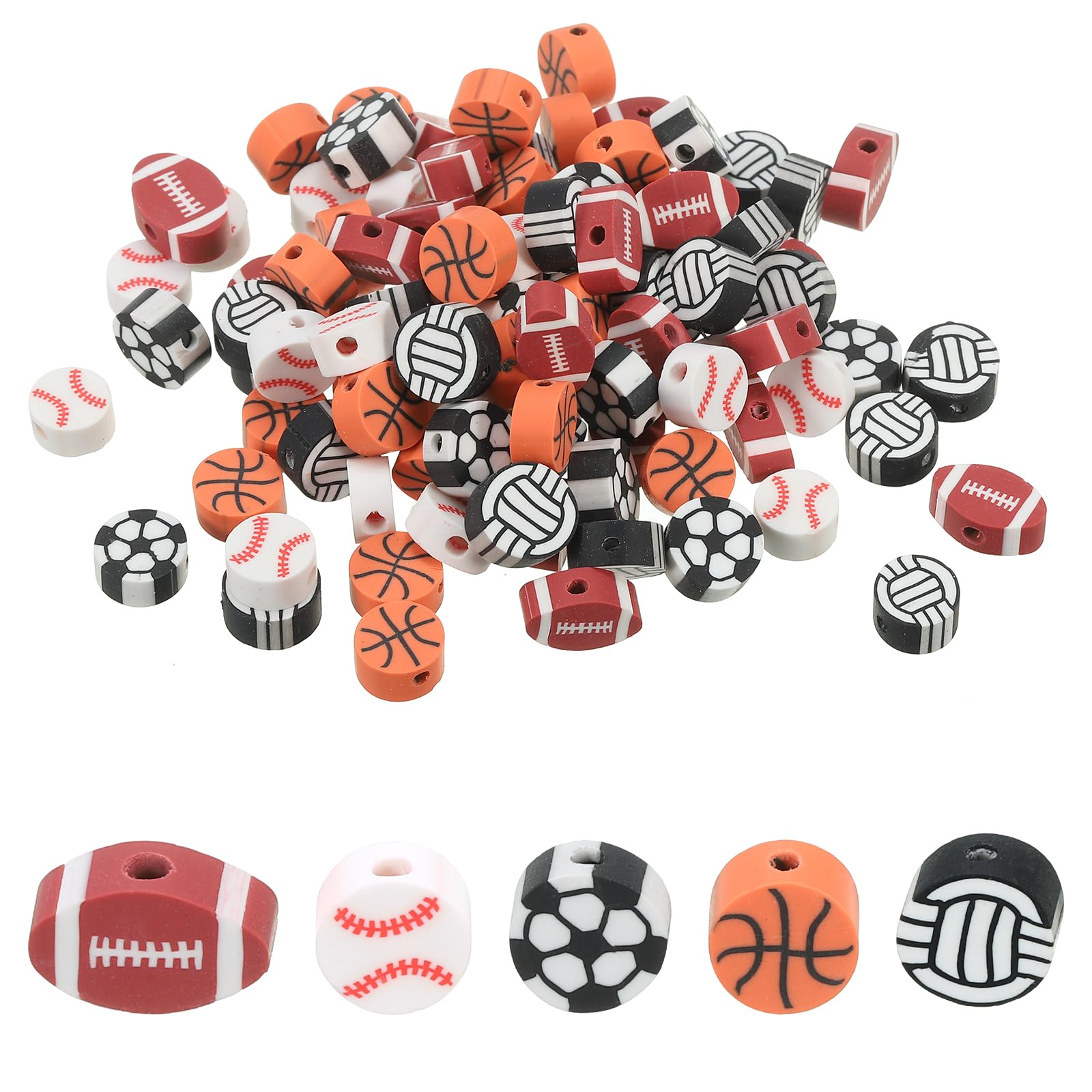 PATIKIL Sports Ball Beads, 100 Pack Opaque Acrylic Round Craft Beads for DIY Necklace Bracelet Lanyard Earring, Colorful — image 1
