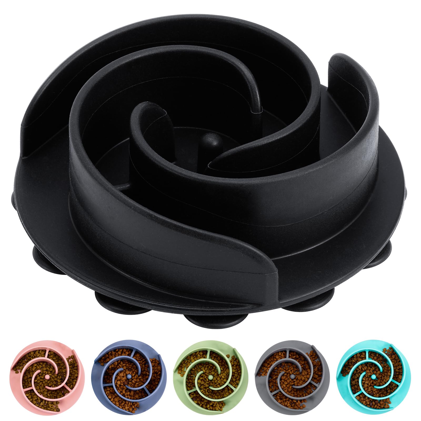 Photo 1 of Slow Feeder Dog Bowls Insert, Bestalk Soft Silicone Slow Eating Feeder Insert with Suction Cups for Small, Medium and Large Dogs, Fit into Basic and Elevated Dog Bowls, Black