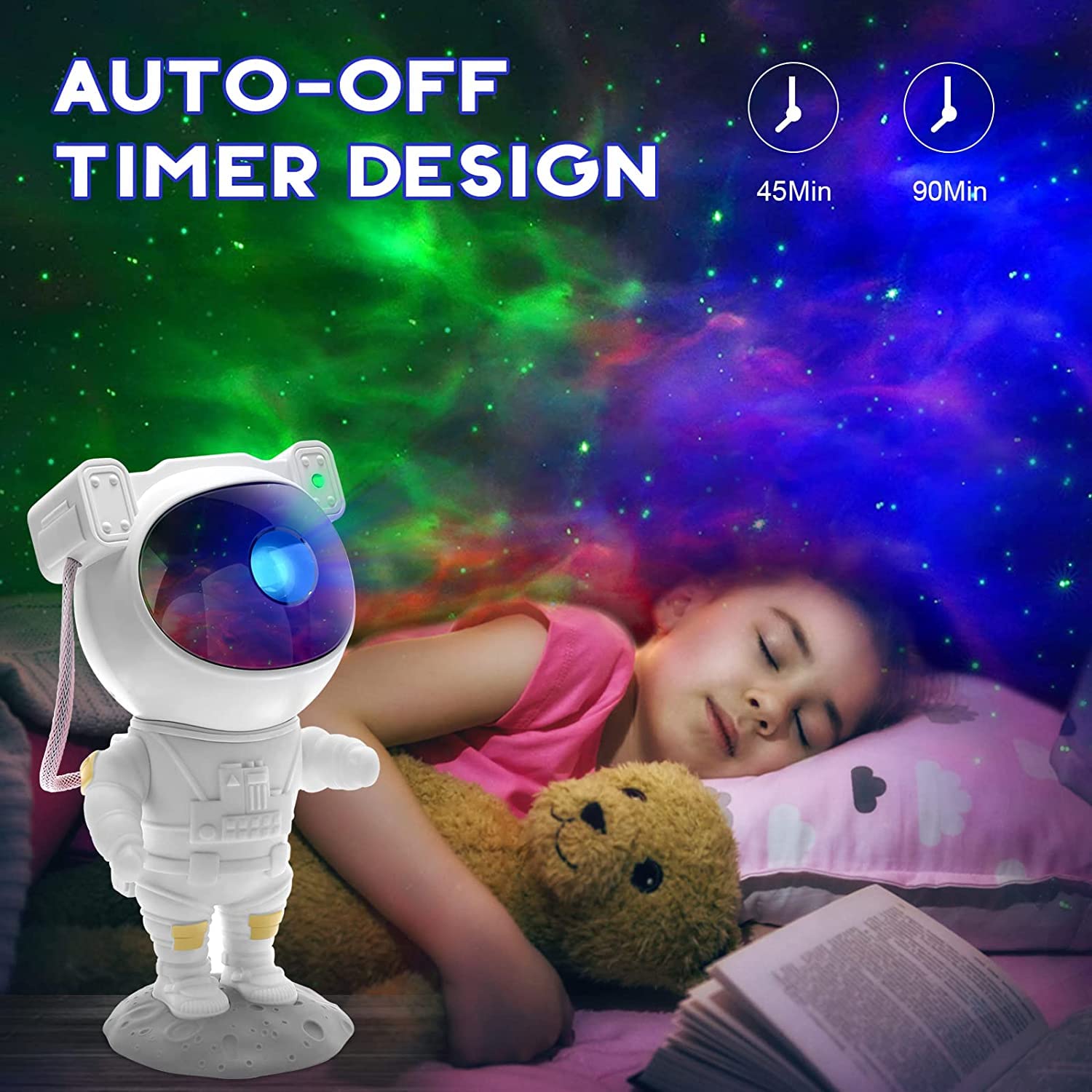 SFOUR Astronaut Galaxy Projector Night Light，Lights for Bedroom,Kids Room Decor Aesthetic, Adjustable Head Angle,Gift for Kids Adults Home Party Ceiling Decor，Christmas Gift