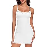 Werkiss Women Full Slip for Under Dress Adjustable Strap Slip Dress Sexy Lace Soft Slips Nightgown Lingerie Dress