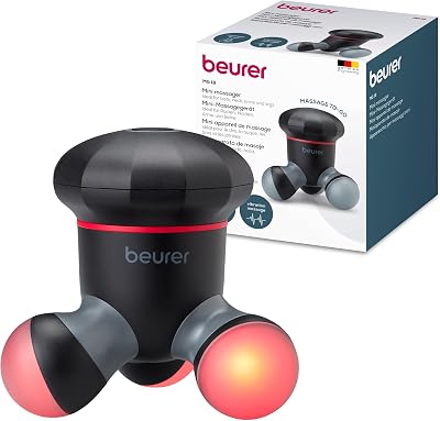 Mini massaggiatore MG 18, massaggiatore elettrico portatile per un delicato massaggio a vibrazione, ideale per schiena, collo, braccia e gambe, con luce LED, portatile, nero, 1 pezzo