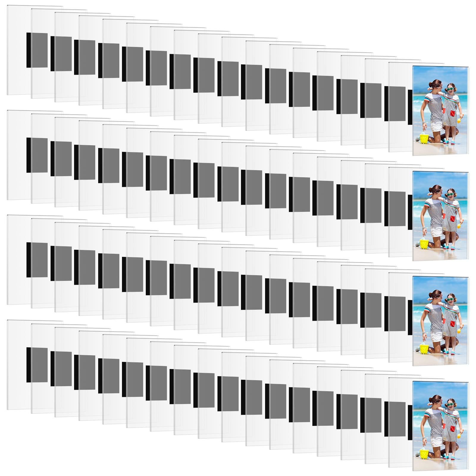 Photo 1 of Wenqik 100 Pcs Acrylic Magnetic Picture Frame 4 x 6 Inches Magnetic Photo Frames Plastic Magnetic Picture Holder for Refrigerator Fridge Locker Wall Accessories Office Cabinet Dishwasher